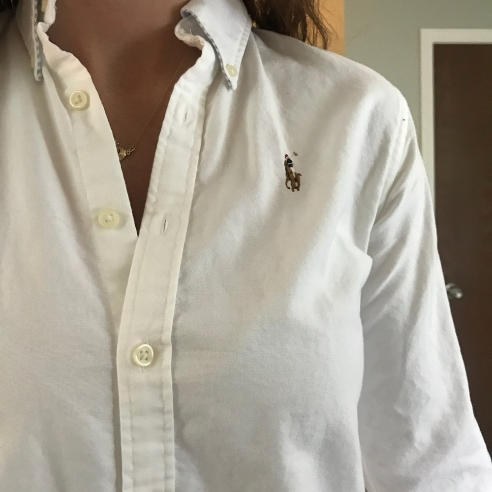white polo ralph lauren button up